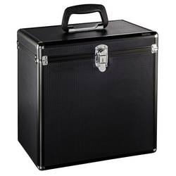 hama 00181436 LP-Koffer 50, Alu-Look, Schwarz