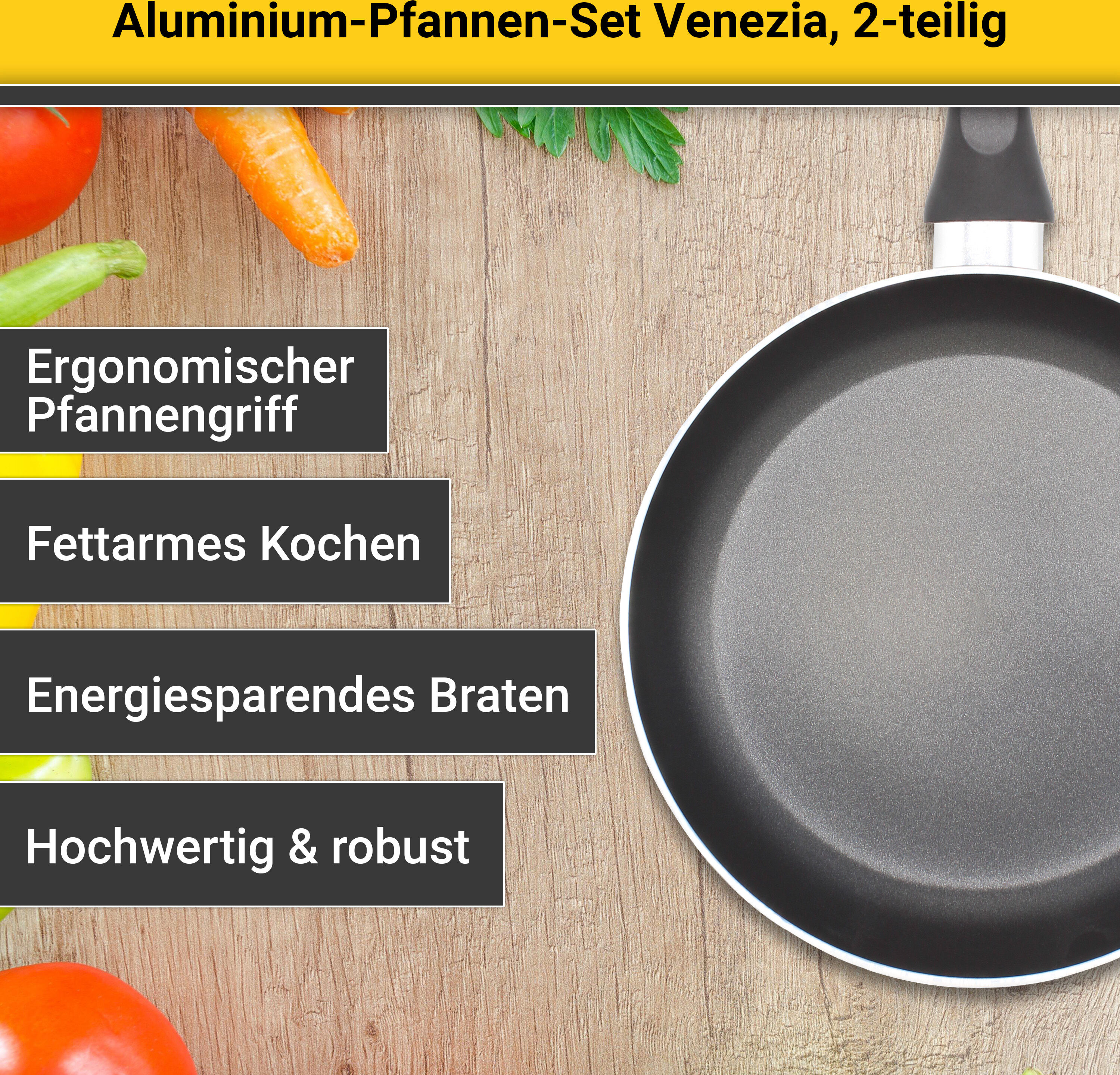 Pfannen-Set KRÜGER "Venezia", schwarz, Pfannen, Ø 24/28 cm, Induktion