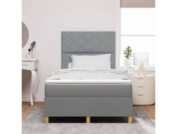 KTHLBRH Boxspringbett hellgrau 120 x 190 cm Verstellbares Kopfteil, ergonomisches Design, strapazierfähiger Stoff, moderner Stil