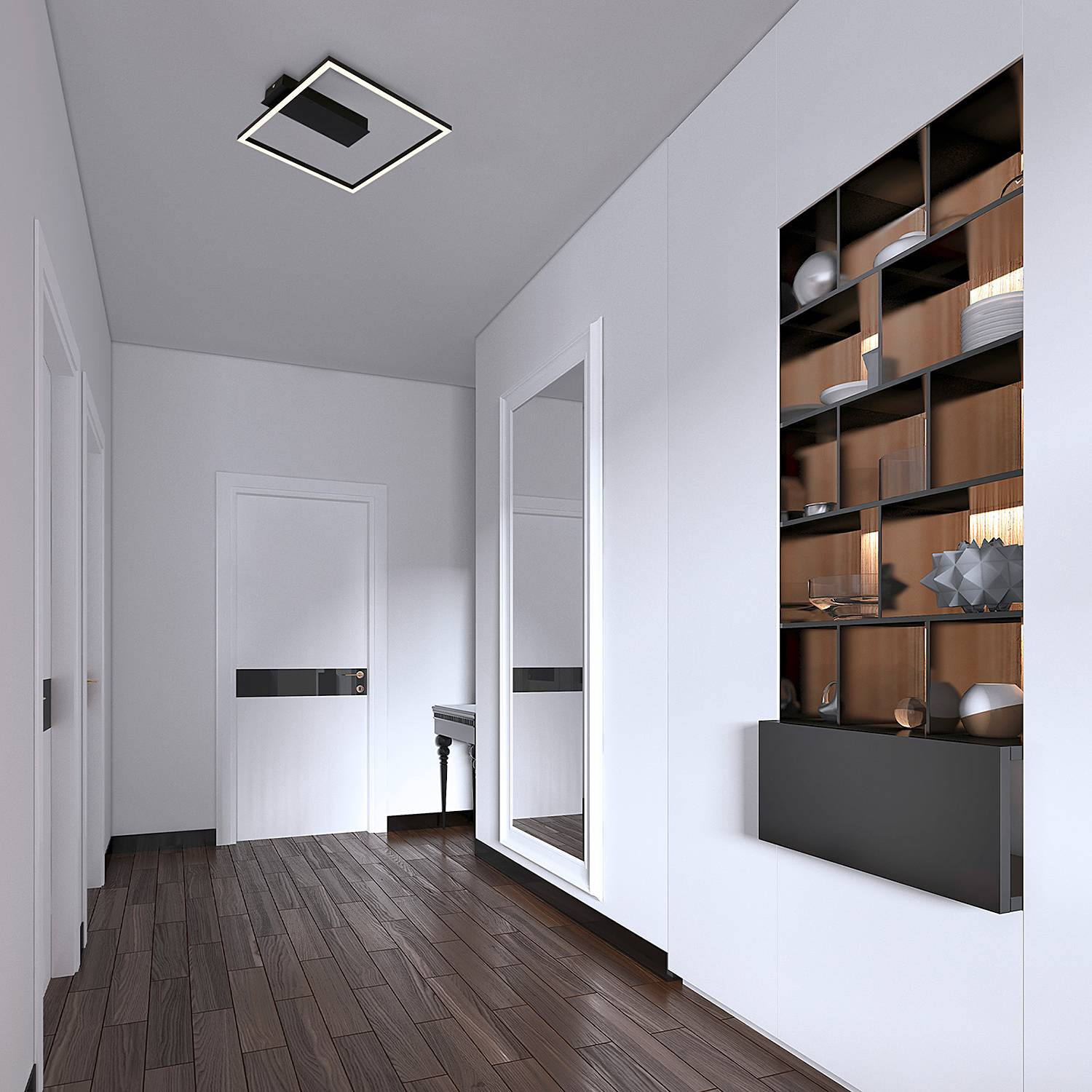 Briloner LED plafondlamp zwart, moderne ronde plafondlamp met warm wit licht, diameter: 32 cm