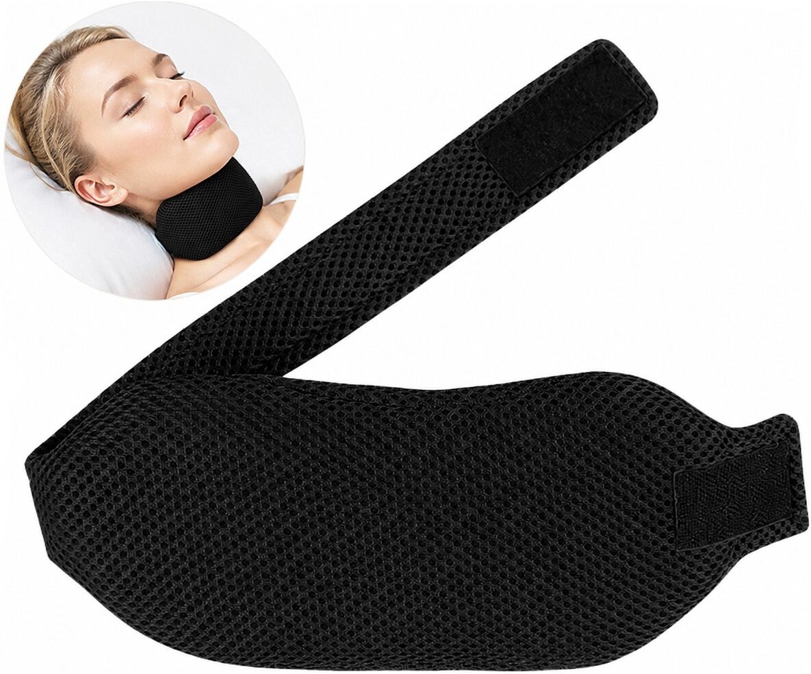 INF Sangle mentonnière anti-ronflement en maille respirante - Soutien élastique doux de la mâchoire, Unisexe, Tour de cou