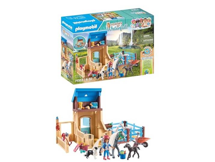 PLAYMOBIL Horses of Waterfall 71353 Amelia & Whisper mit Pferdebox, spannende Abenteuer auf der malerischen Waterfall Ranch, nachhaltiges Spielzeug für Kinder ab 5 Jahren