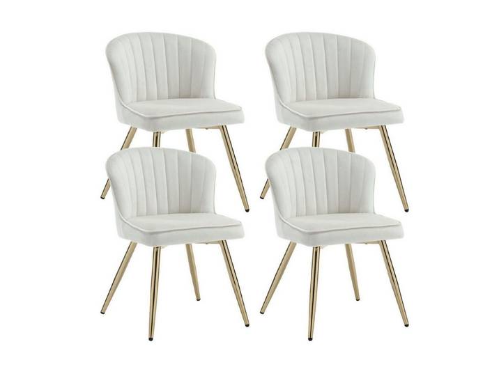 LuxusKollektion Esszimmerstuhl Küchenstühle Samt Metallbeine Akzentstühle Beige- 4 Pz 2