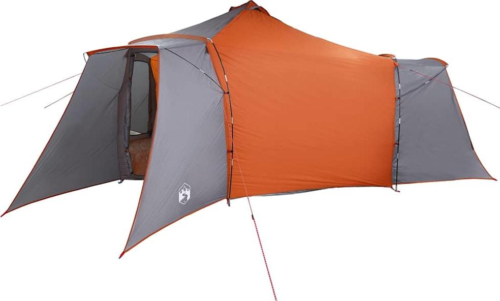 Tipi Zelt 8 Personen Grau und Orange Taft