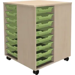 Spielinsel A-Toll Maxi, mit 32 flachen Ergo Tray Boxen, fahrbar