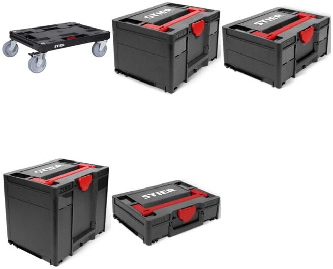 Set STIER Systainer-Rollbrett RB BLACK-Edition + STIER Systainer³ I Black Edition + STIER Systainer³ II Black Edition + STIER Systainer³ III Black Edition + STIER Systainer³ IV Black Edition