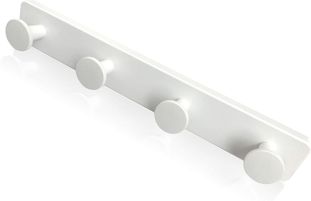 Wandgarderobe met haken en muurhanger in wit, Breedte: 41 cm