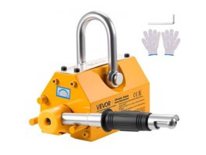VEVOR Aimant de Levage Permanent Capacité de Traction 400 kg, Porteur Magnétique en Néodyme N42, avec Poignée de Déverrouillage et Crochet en Acier, Outil pour Manutention Tôle Pièces Métalliques