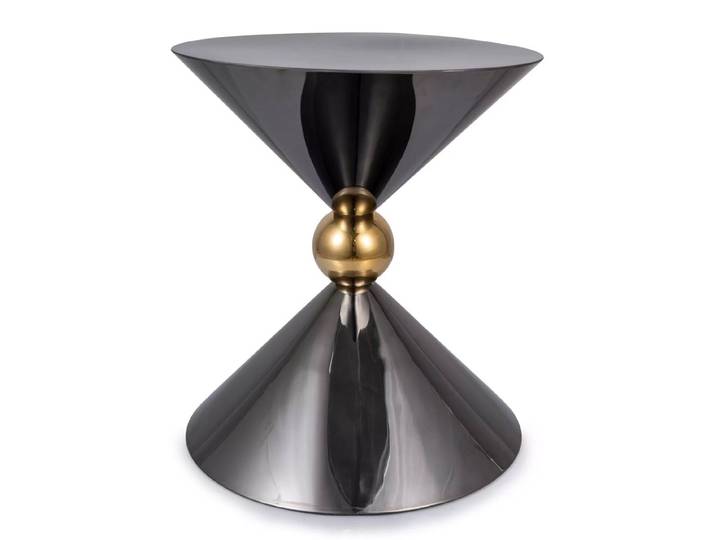 Feldmann-Wohnen Couchtisch Mira (runde Tischplatte 50x50cm, 1-St., Glanz-Optik, eleganter Sanduhrform), 50x50x56cm schwarz Hochglanz / gold
