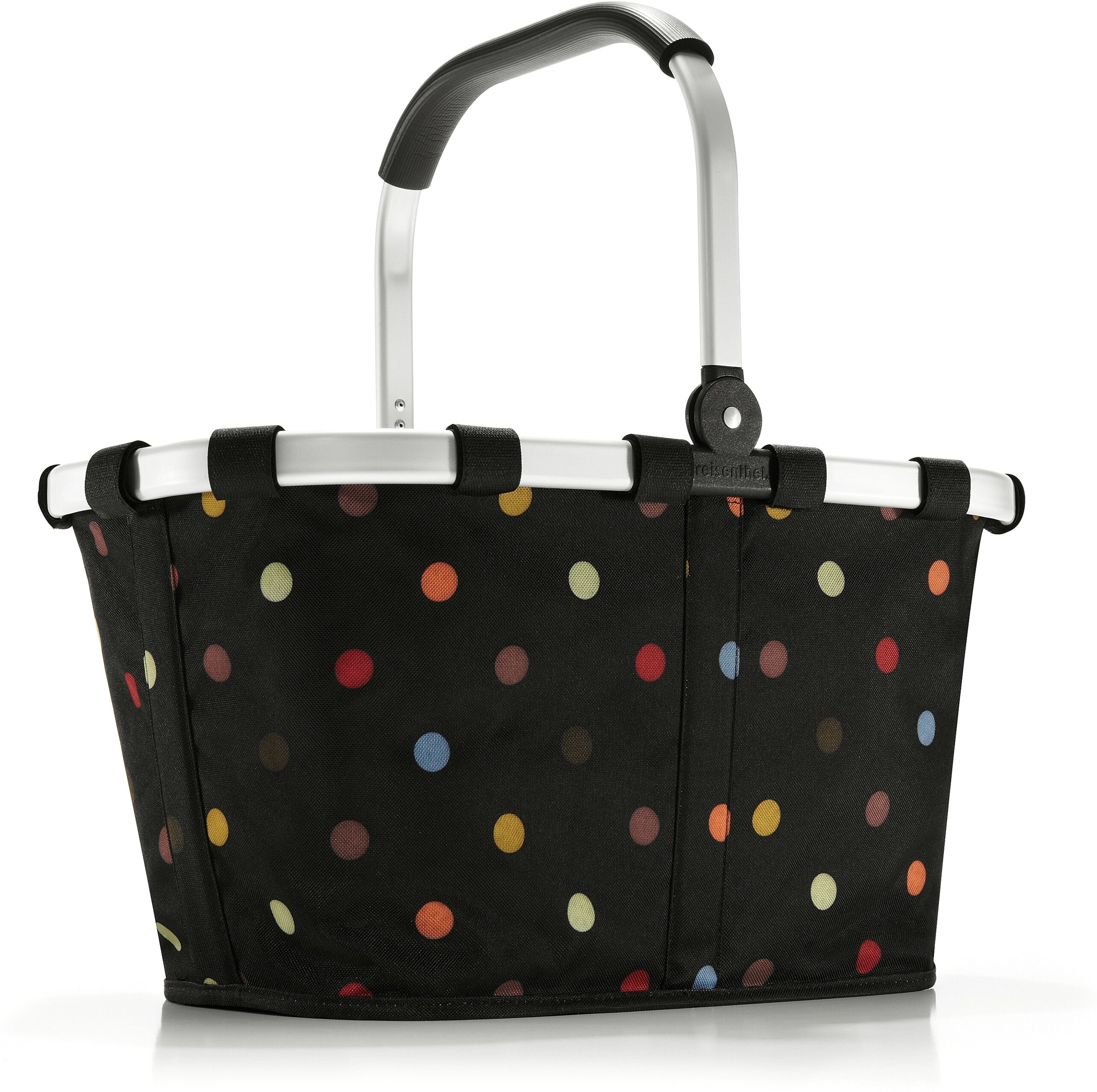 Einkaufskorb REISENTHEL "carrybag", bunt (dots), B:48cm H:29cm T:28cm, Polyester, Einkaufskörbe, Einkaufskorb, Standfüße, ummantelter Griff zum Umklappen, Innentasche Reißverschluss