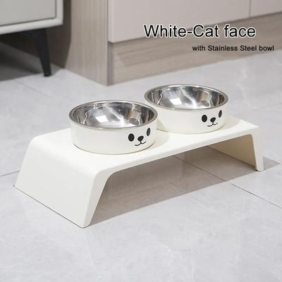 Uplift Essentials Orthopedic Elevated Double Diner Pet Station cat Face b