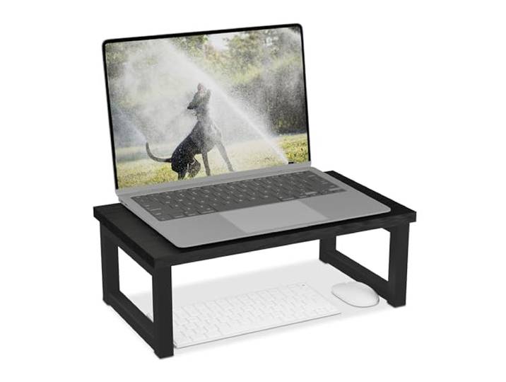 Relaxdays Support pour moniteur\, rehausseur pour ordinateur sur le bureau\,\, design moderne\, 15 x 40 x 23 cm\, noir