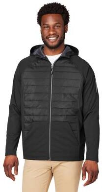 CORE365 CE808 Techno Lite Hybrid Hooded Jacket in Black size Large   Polyester
