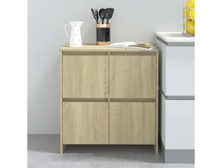 RJPLMFV Anrichte Eiche Sonoma, 70 x 41 x 75 cm, Holz 4 Türen, Aufbewahrung für Bücher und Multimedia, minimalistisches Design, einfache Reinigung