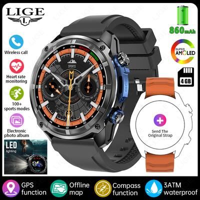 Inspire Daily Merch Men Outdoor GPS Smartwatch With Offline Maps Compass Altimeter Bluetooth Calling black Silicone