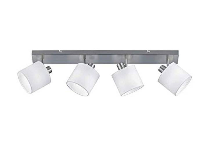 Reality Leuchten Tommy R80334001 spotbalk, nikkel mat, stoffen kap wit