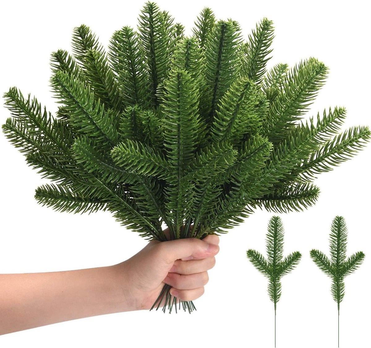 Set van 36 kunstdennentakken voor kerstdecoratie, groen