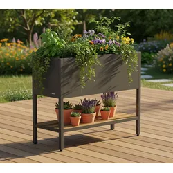 Herstera Garden Metall Deco Hochbeet | Anthrazit | 100x40x80 cm - Anthrazit