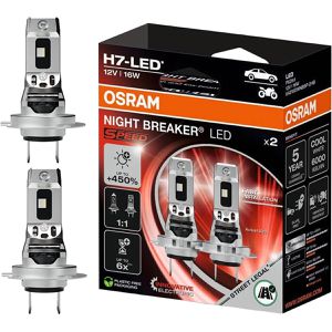 OSRAM Auto-Lampe Night Breaker Speed 450, 6000 Kelvin, H7, 12 V / 16 Watt, Scheinwerferlampe, LED-Retrofit, 2 Stück