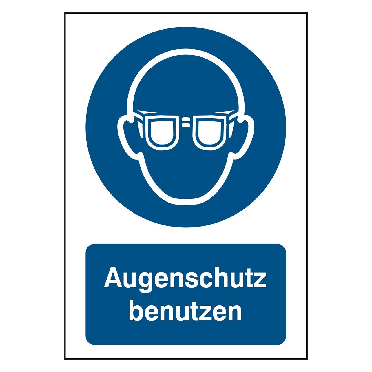 Brady B-862, Toughwash-Gebotsschild, M004 - Augenschutz benutzen, Polyester, Weiss auf Blau, 297 x (199463)