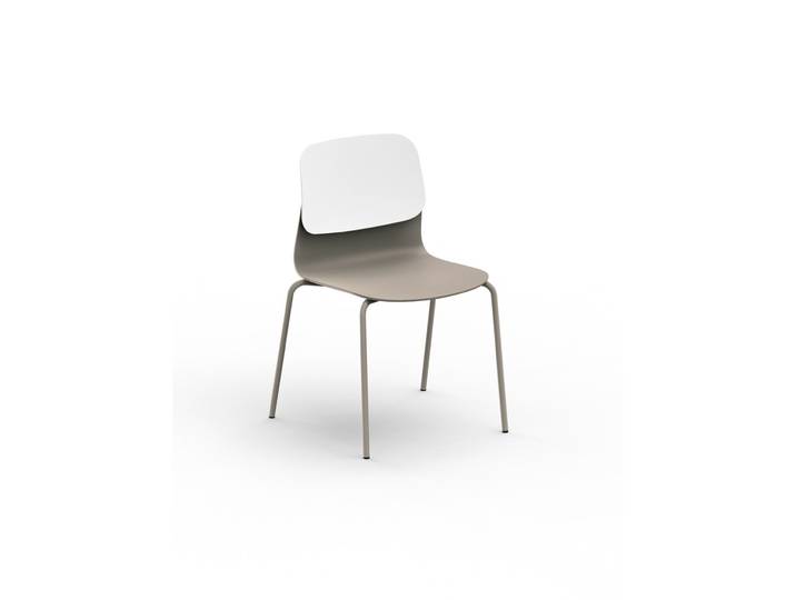 Sokoa Chaise collectivité Klik en polypropylène - Pieds métal - Taupe / Blanc