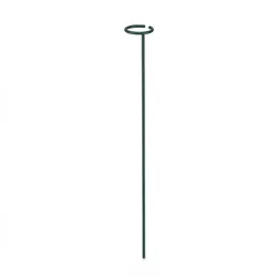 Relaxdays Pflanzstäbe Metall, 6er Set, Rankstäbe mit Ring, Metallstäbe Garten, Rankhilfe Stäbe, 60 cm lang, dunkelgrün