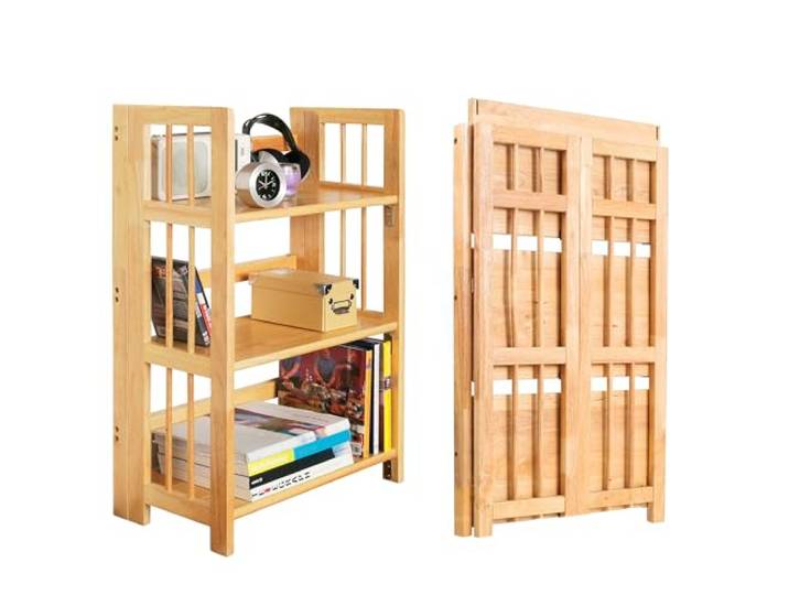 Premier Housewares 3-stöckiges Regal aus Gummibaumholz, 96 x 70 x 30 cm, zusammenklappbar