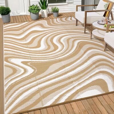 Garvee Waterproof Reversible Modern Abstract Outdoor Rug