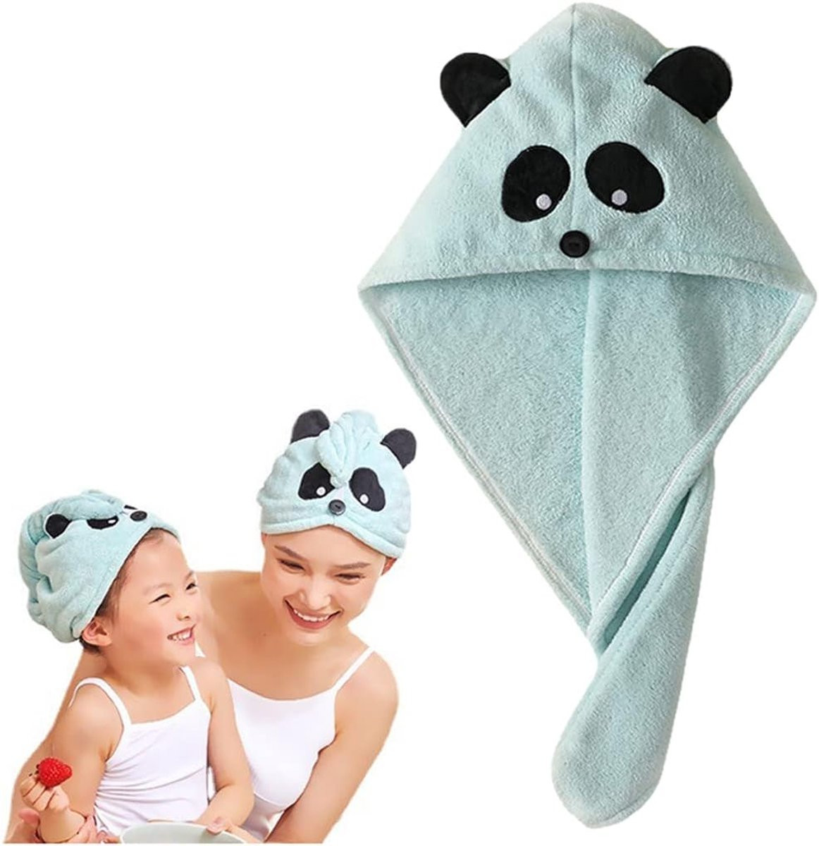 Blauwe Haardroog Handdoek Haar Turban met Anti-Frizz Effect - 75 x 35 cm