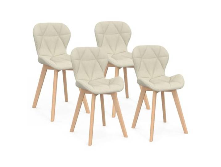 IDMarket - 4er-Set Esszimmerstühle ROBINE aus beigem Stoff