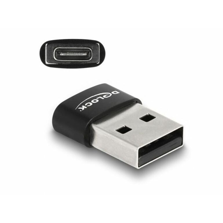 Delock 60002 USB 2.0 Adapter van USB Type-A naar USB Type-C, zwart