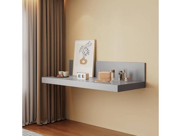 Schwebender Schminktisch, Wandtisch aus Holz, Minimalistisch Stabiler Rahmen, Edler Creme-Look für Schlafzimmer, Wohnzimmer und Arbeitsbereich(E,100cm39.37in)