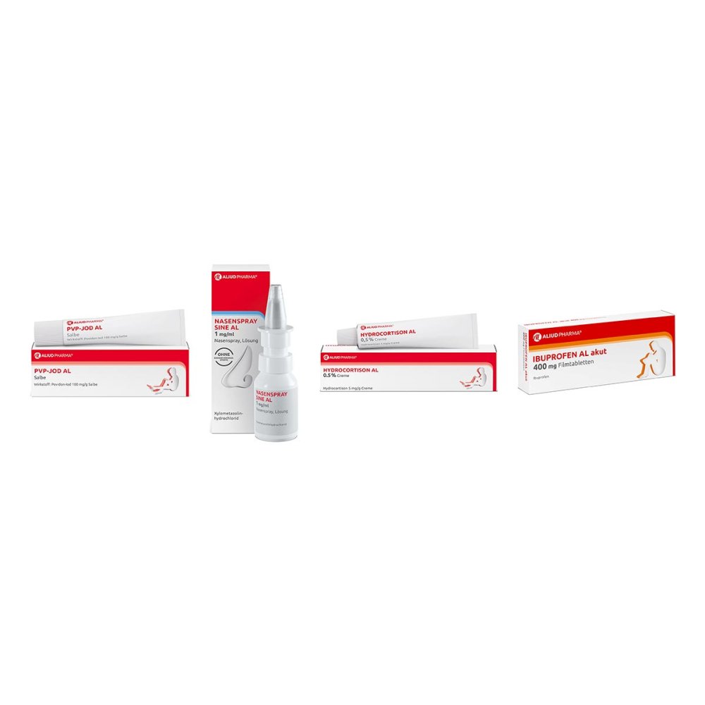 ALIUD Pharma GmbH Aliud Reisebundle mit Ibuprofen + Nasenspray + Salbe + Creme 08104361