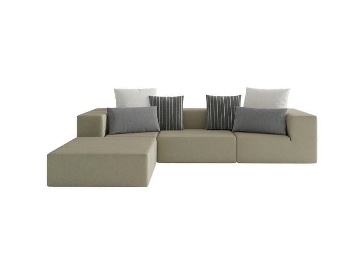 Livetastic Loungesofa Cubick Out, Grün, 4-teilig, 3-Sitzer, Füllung: Daunen, Silikon, seitenverkehrt montierbar, Eckteil, L-Form, links montierbar, rechts montierbar, 330x220 cm, UV-beständig, Loungemöbel, Outdoorsofas
