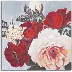 Mauro Ferretti, Bilder, Handgemachte Wandmalerei Blume Quadrat (90 x 90 cm)