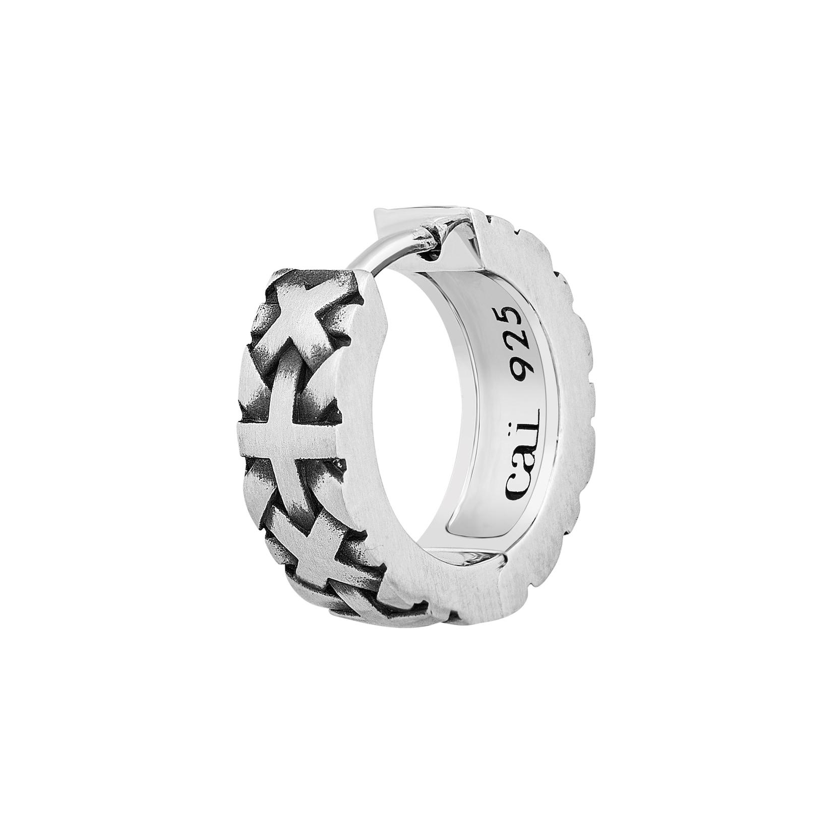 cai Single-Ohrring 925 Sterling Silber matt oxidiert
