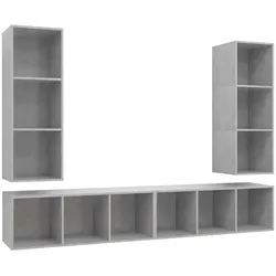 Helloshop26 - 4 Stk. Praktische Wand-TV-Möbel Stauraum 37 x 37 x 107 cm Holzwerkstoff Betonfarben