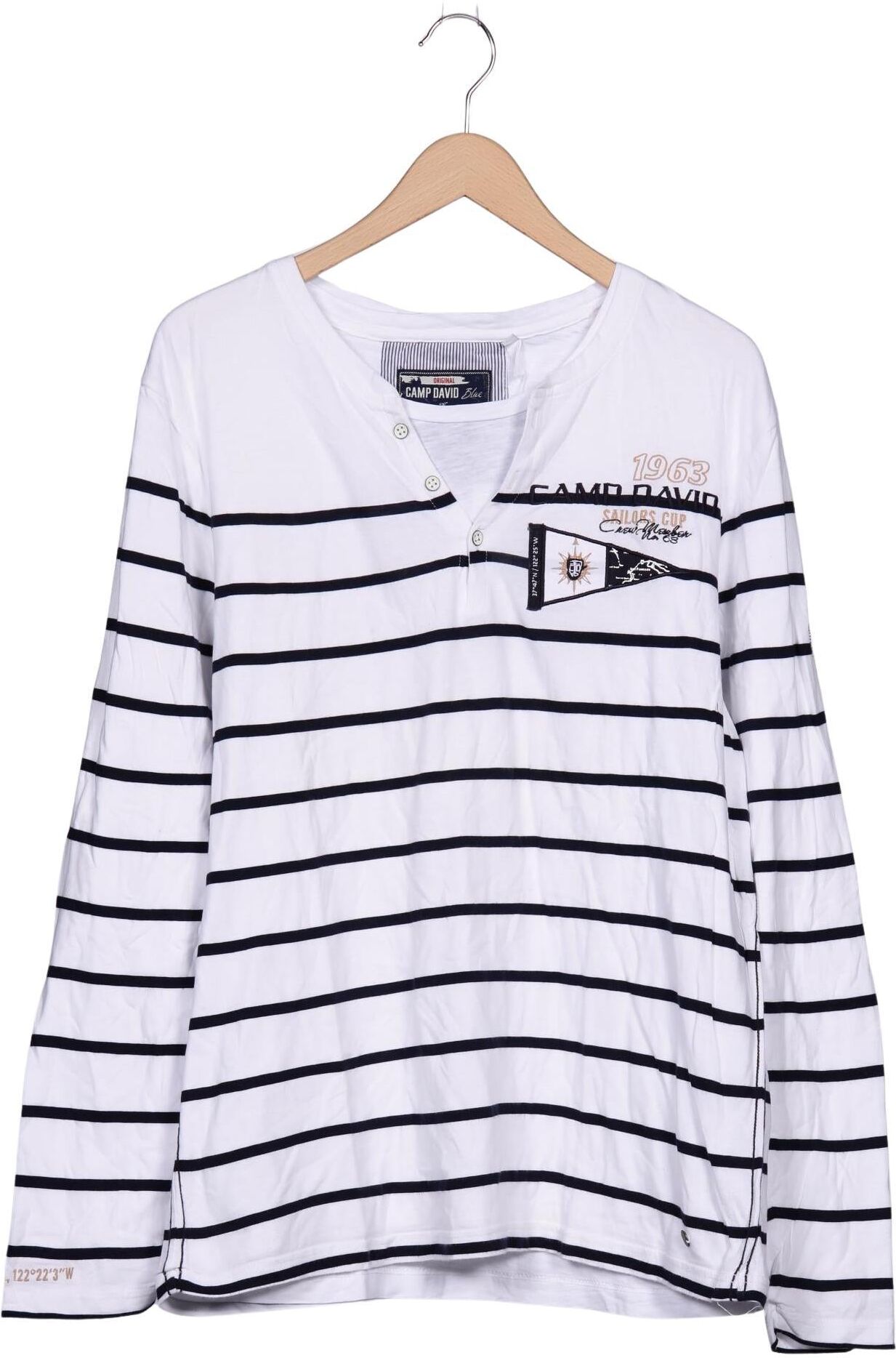 Camp David Herren Langarmshirt, Mehrfarbig, Gr. XL, Baumwolle - Second Hand
