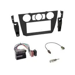 BMW 3er (E90/91/92/93) 2005 - 2013 Einbauset 2-DIN Radioblende schwarz + Quad...