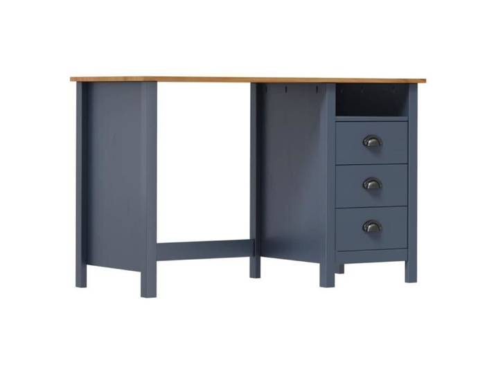 Fangming-Bureau Hill avec 3 tiroirs Gris 120x50x74 cm Pin solide