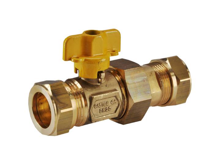 Riko Gaskogelkraan - Messing - Gastec - 22mm knel x 22mm knel