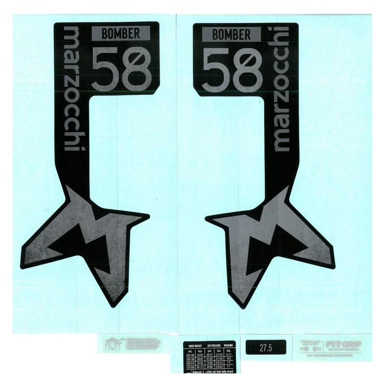 Fox Decal Kit: Marzocchi 2024, Bomber 58, Neutral Gloss Black Logo, Shiny Black Fork FK (803-01-970)