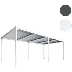 Alu Pergola HWC-L41, Lamellen-Pavillon Terrassenüberdachung, stabiles 8cm-Metall-Gestell 3x6m ~ weiß