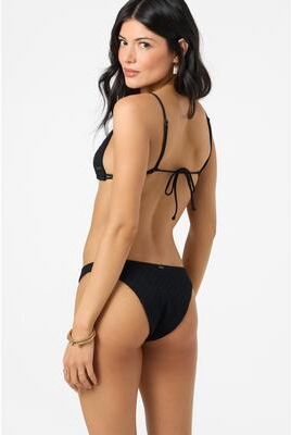 O'Neill s Willow Weave Flamenco Cheeky Bikini Bottoms in Black, Size Small, Elastane/Polyamide
