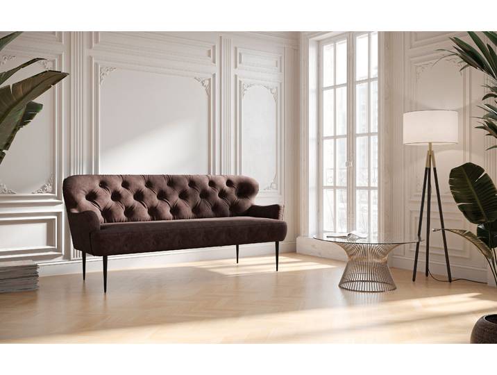3-Sitzer OTTO HOME Amber , braun (chocco), B:193cm H:97cm T:87cm, 100% Polyester, Sofas, mit Knopfheftung,in verschieden Stoffarten