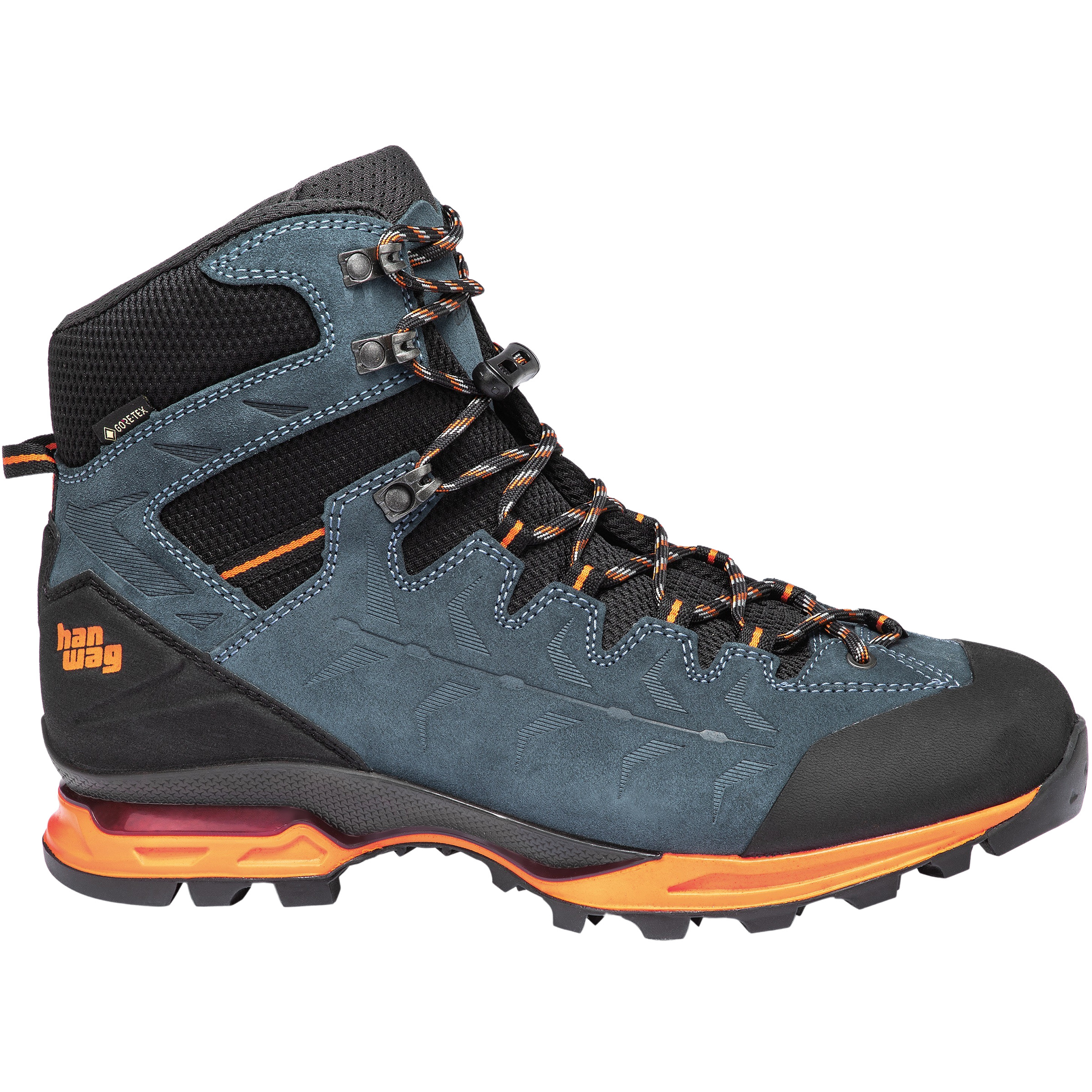Hanwag Makra Trek GTX Herren Wanderschuhe blau Größe 41.5 Camping Wasserdicht GORE-TEX