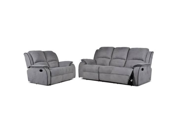 Canapés 3 places et 2 places relax en microfibre HERNANI - Gris