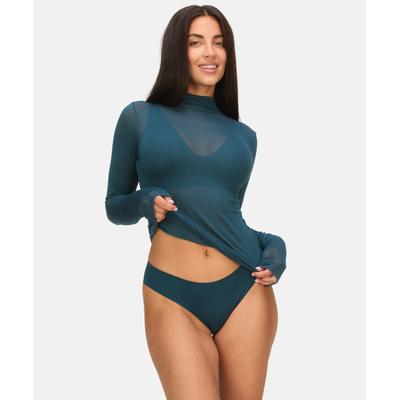 Pyjama HUNKEMÖLLER "super soft Turtleneck shirt with Cashmere", Damen, Gr. M, blau, Homewear-Sets Pyjama