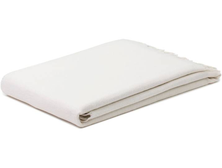 Wohndecke GÖZZE Iowa , weiss (wollweiß), B:150cm L:200cm, Baumwolle, Polyacryl, Wohndecken, Wohndecke, mit Fransen