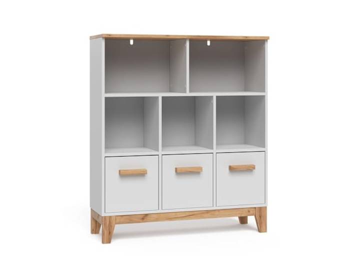VitaliSpa Kinderregal Malia, Weiß/Artisan, 98.4 x 113.4 cm zur Aufbewahrung von Spielzeug und Büchern kombinierbar